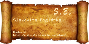Siskovits Boglárka névjegykártya