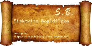 Siskovits Boglárka névjegykártya